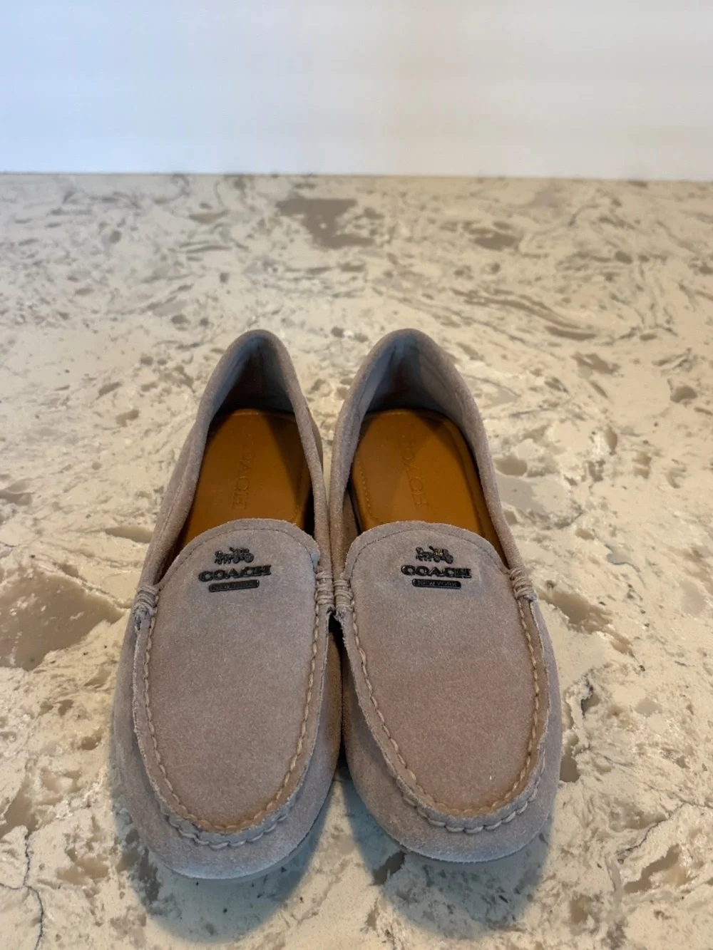 NWOT New Coach Mary Lock Up Gray Suede Driving Shoes Loafers 8.5 B